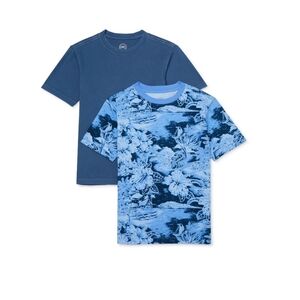 Boys Wonder Nation short sleeve tees, 2 pack, 8, solid blue and blue Pri…